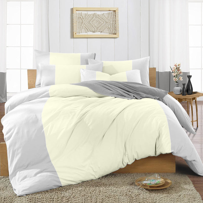 Ivory Contrast Colour Bar Duvet Cover