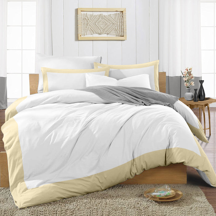 Ivory with White Two Tone Duvet Cover