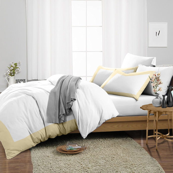 Ivory with White Two Tone Duvet Cover