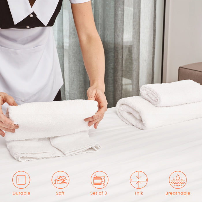 Luxury Terry Cotton White Hotel Towel Pack (3 Piece)