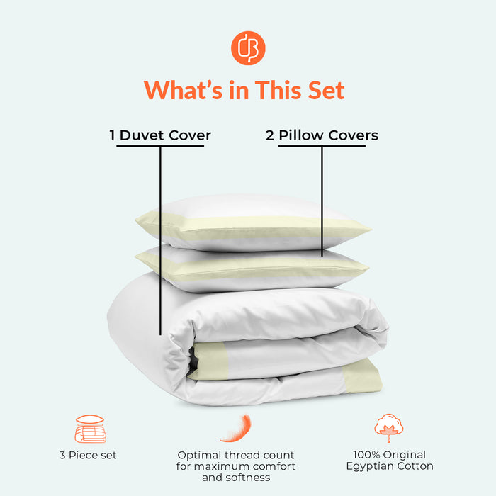 Ivory with White Two Tone Duvet Cover