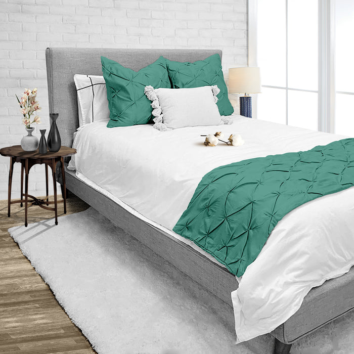 Aqua Green Pinch Bed Runner