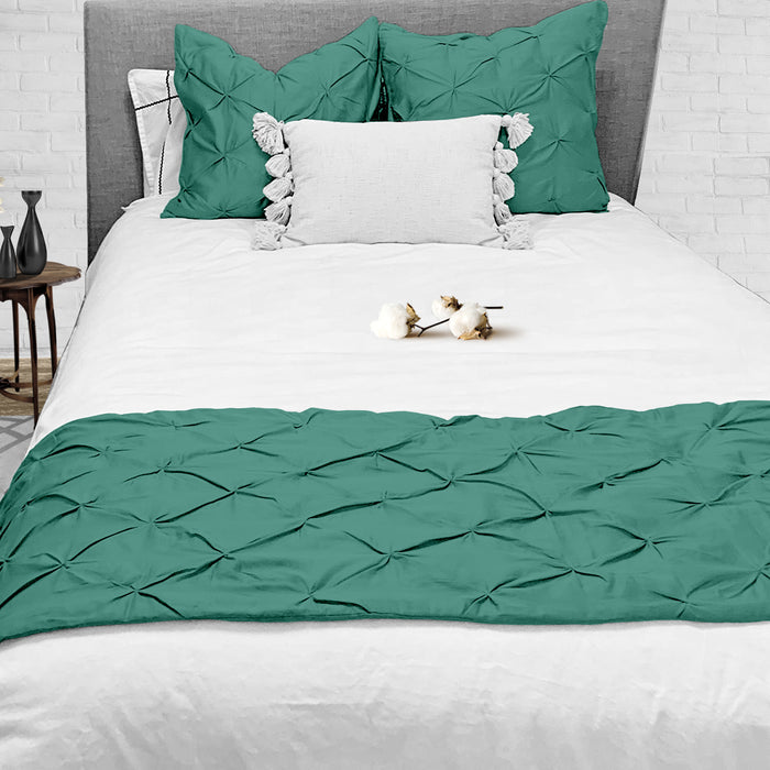 Aqua Green Pinch Bed Runner