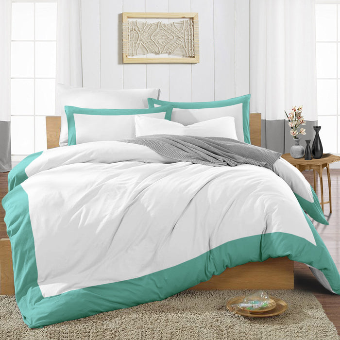 Aqua Green with White Two Tone Duvet Cover