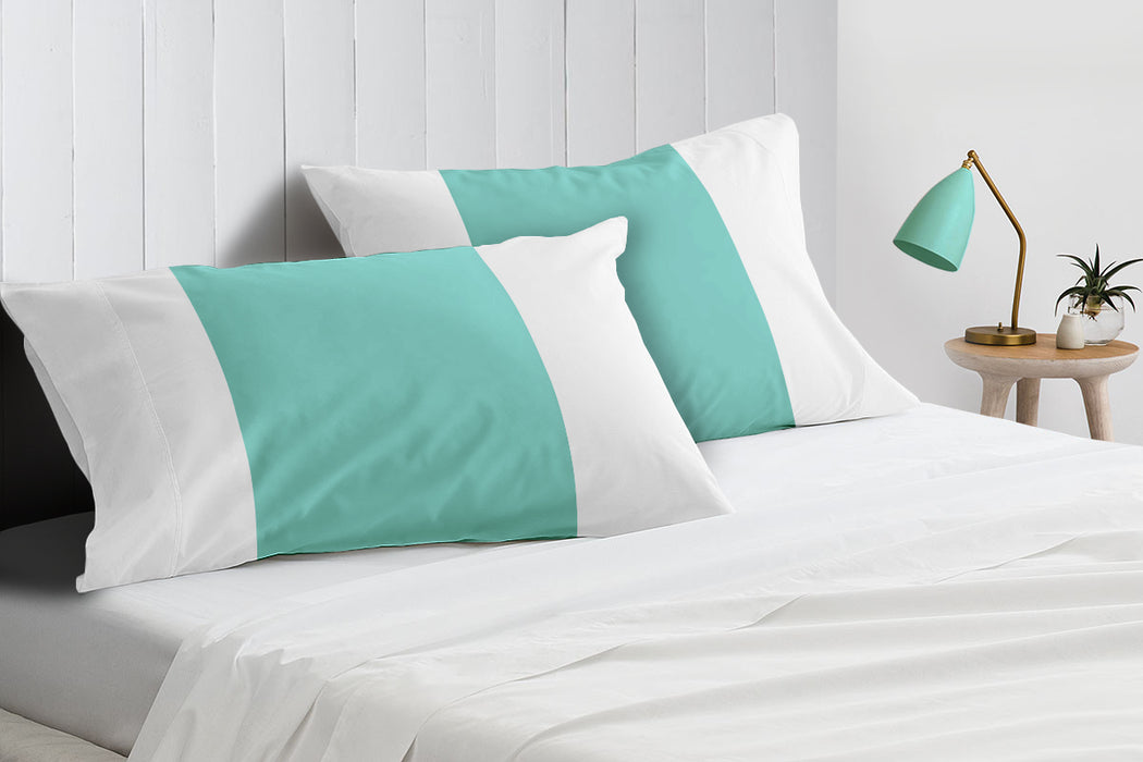 Aqua Green with White Contrast Pillow Covers