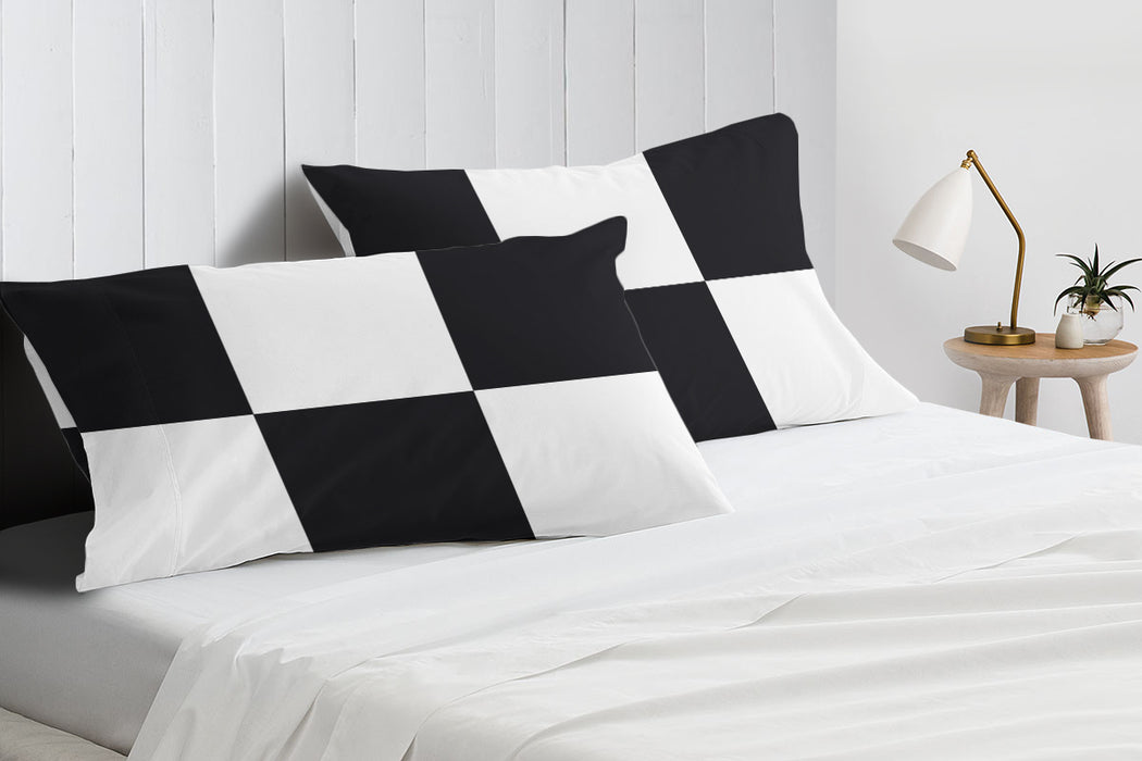 Black Chex with White Chex Pillow Covers
