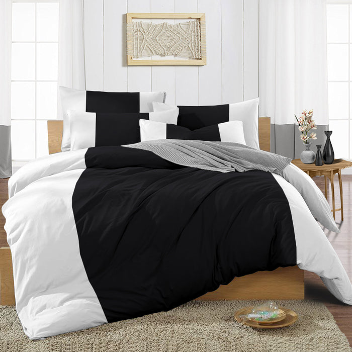 Black Contrast Colour Bar Duvet Cover