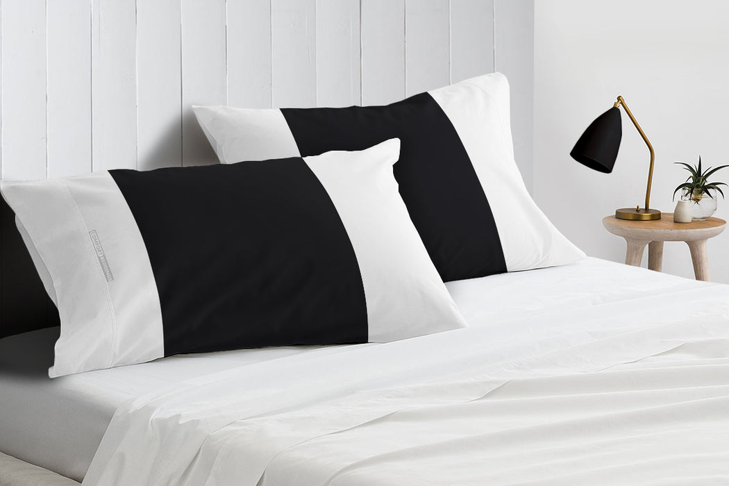 Soft Black with White Contrast Pillow Covers