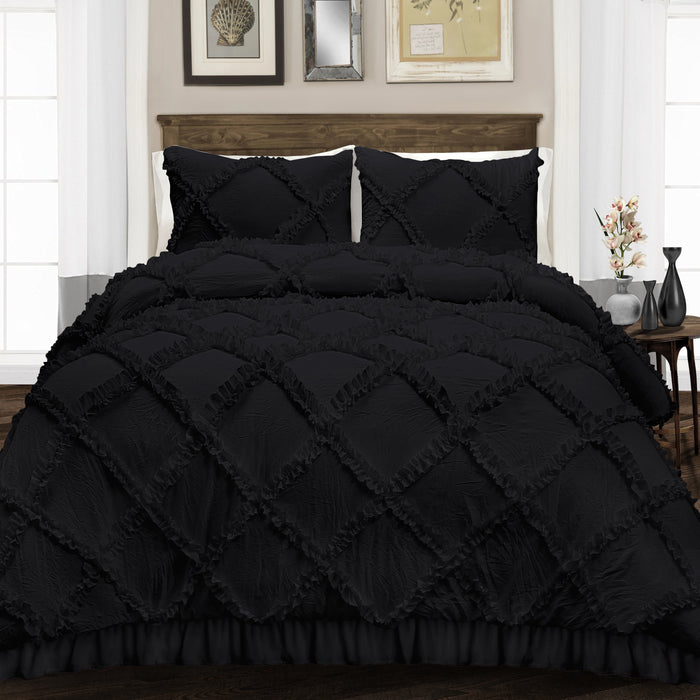 Black Diamond Ruffled Duvet Cover