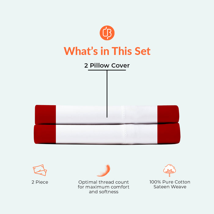 Blood Red with White Two Tone Pillow Covers