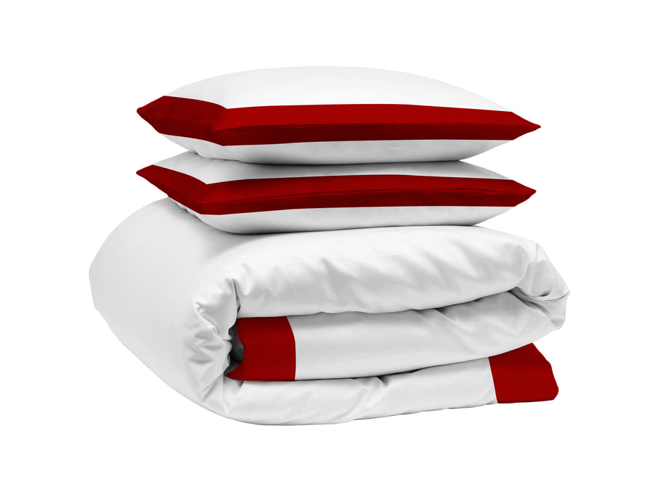 Blood Red with White Two Tone Duvet Cover