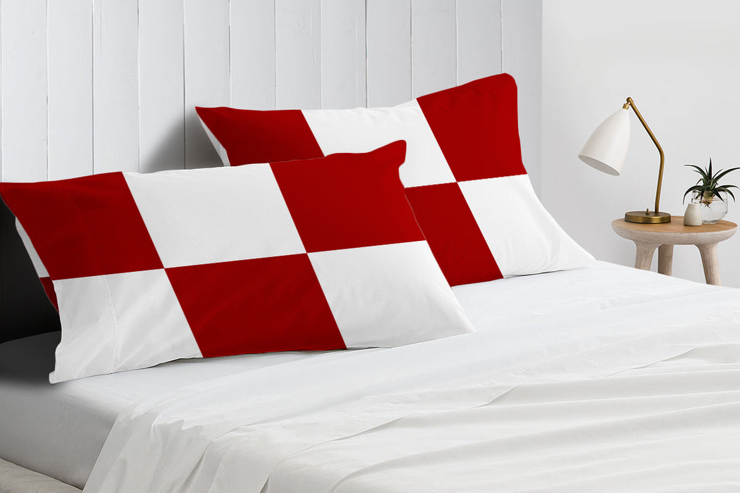 Blood Red with White Chex Pillow Covers