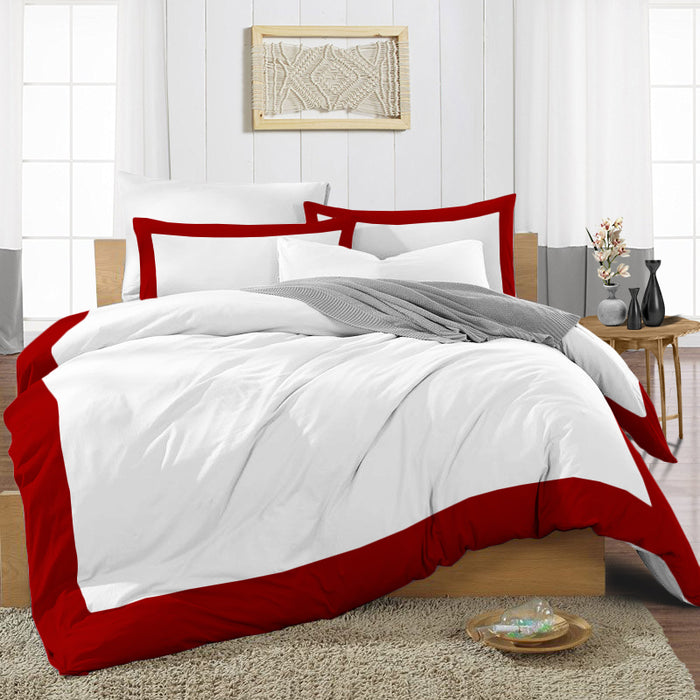 Blood Red with White Two Tone Duvet Cover