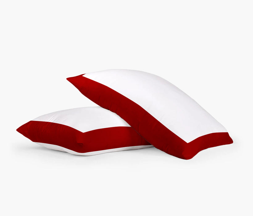 Blood Red with White Two Tone Pillow Covers