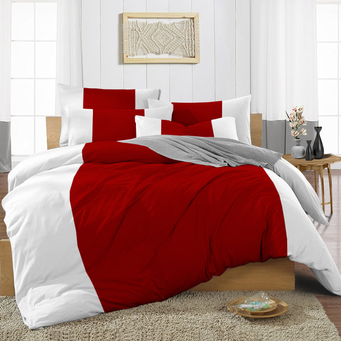 Blood Red Contrast Colour Bar Duvet Cover