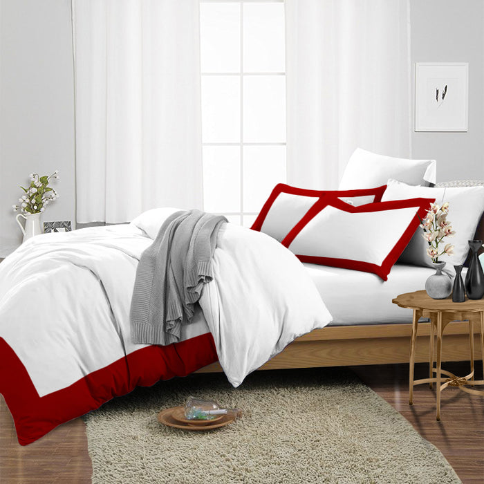 Blood Red with White Two Tone Duvet Cover