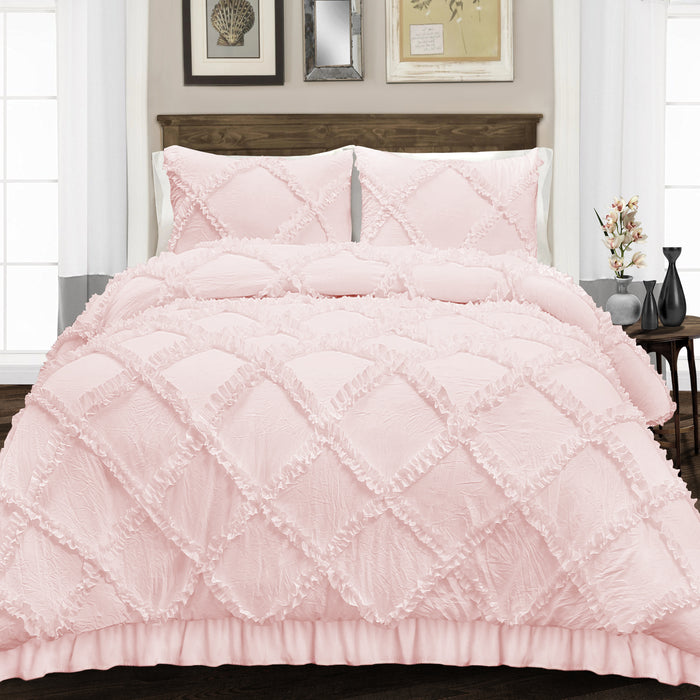 Blush Diamond Ruffled Duvet Cover