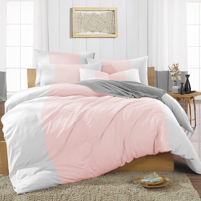 Blush Contrast Colour Bar Duvet Cover