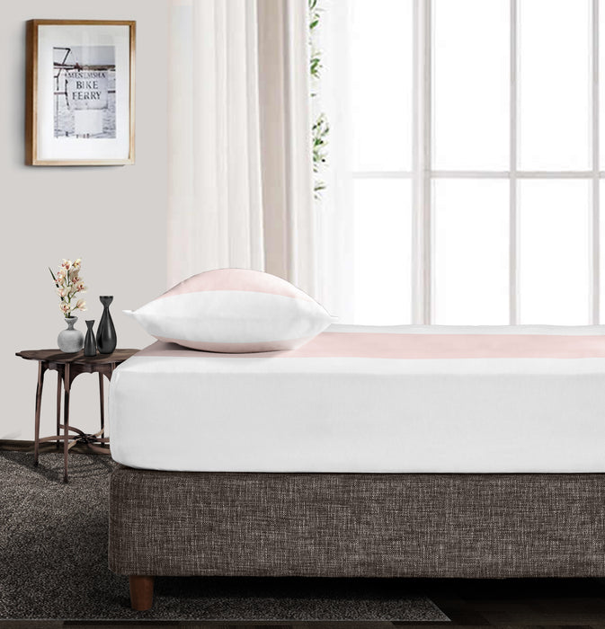 Blush with White Contrast Fitted Bed Sheet