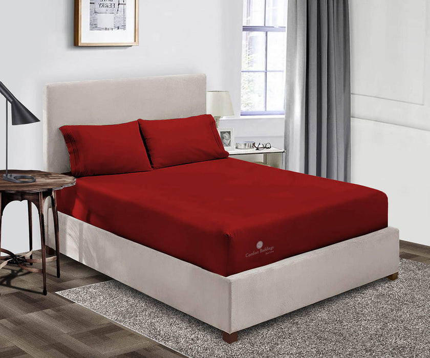 600 Thread Count Burgundy Fitted Sheet