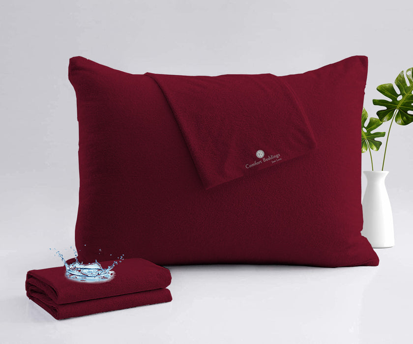 Terry Burgundy Waterproof Pillow Protector