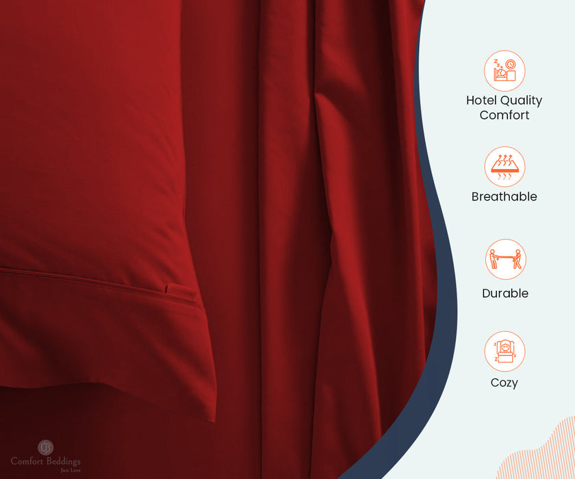 600 Thread Count Burgundy Fitted Sheet
