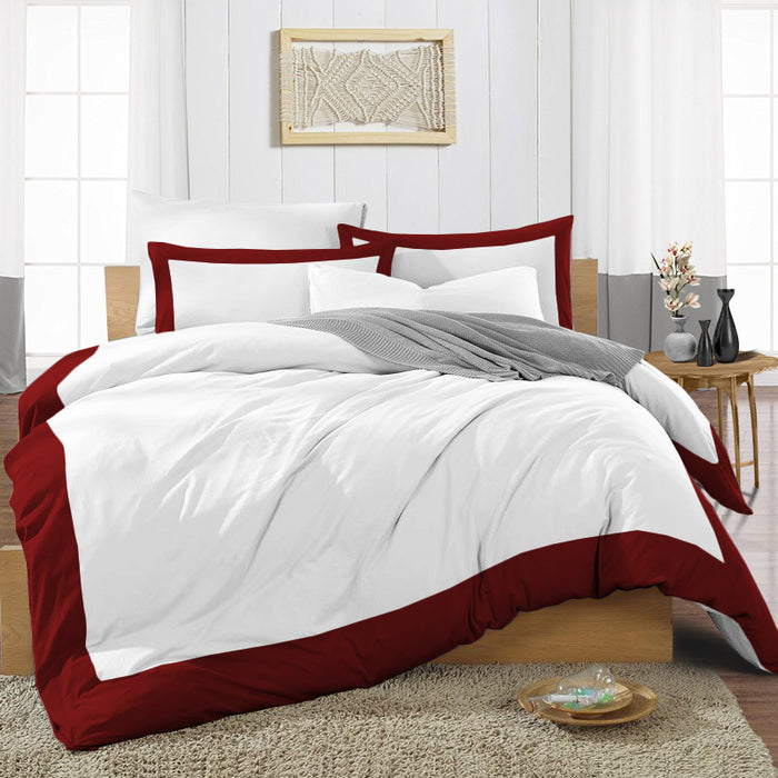 Burgundy with White Two Tone Duvet Cover