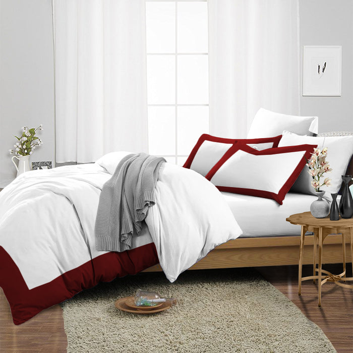 Burgundy with White Two Tone Duvet Cover