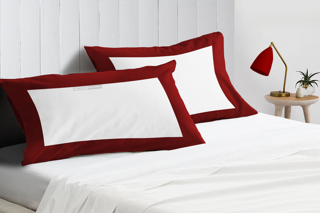 Burgundy with White Two Tone Pillow Covers