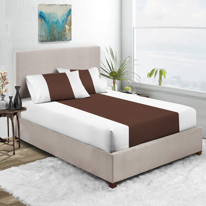 Chocolate with White Contrast Fitted Bed Sheet