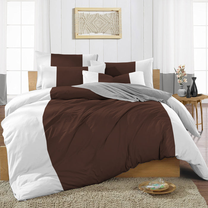 Chocolate Contrast Colour Bar Duvet Cover
