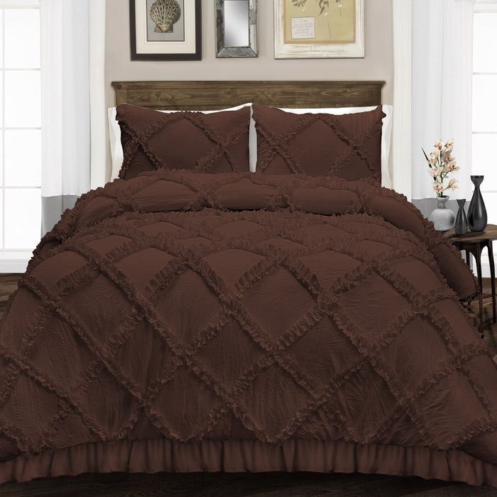 Chocolate Diamond Ruffled Duvet Cover