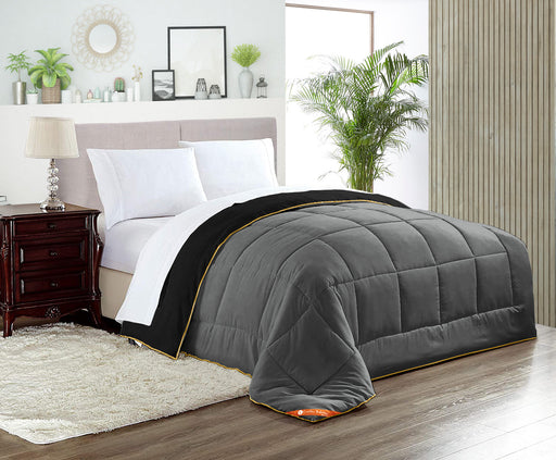 Dark grey and black reversible comforter