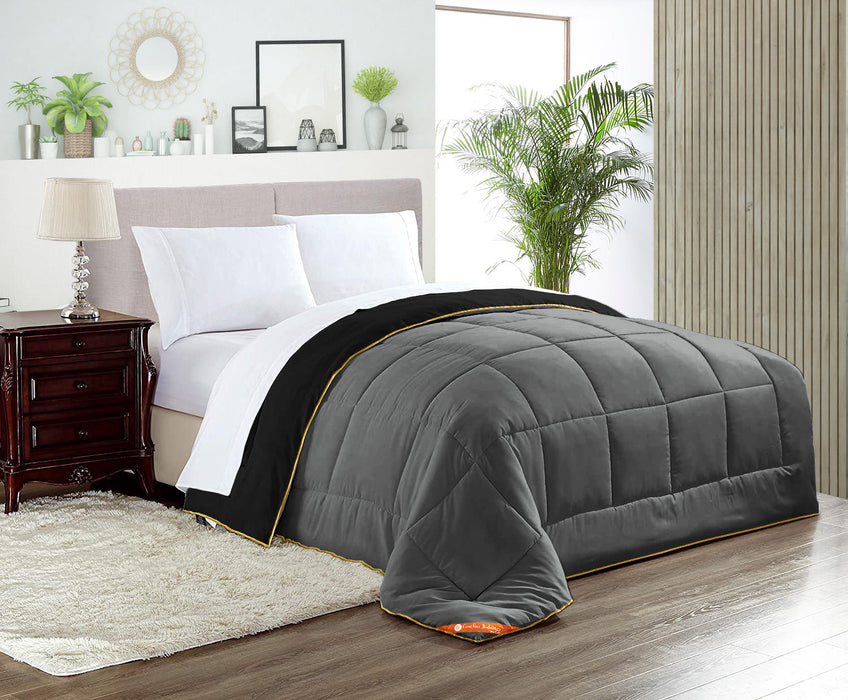 Dark grey and black reversible comforter