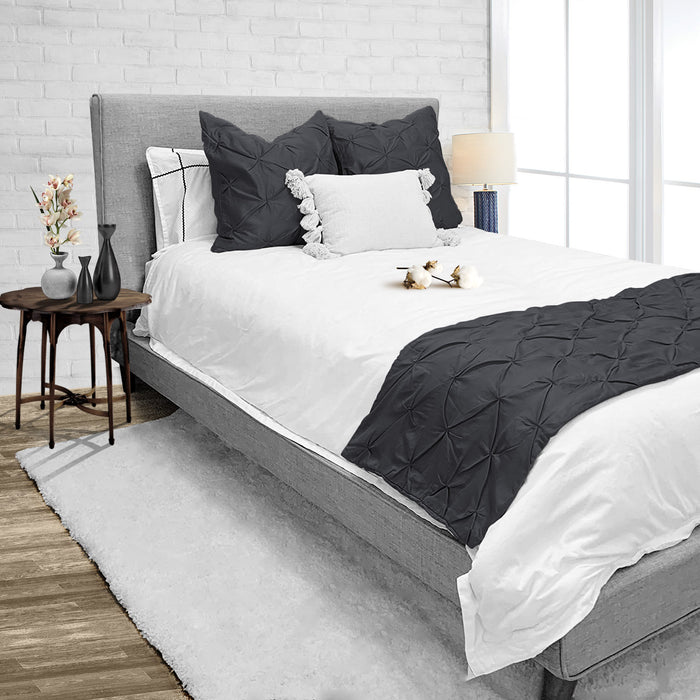 Dark Grey Pinch Bed Runner