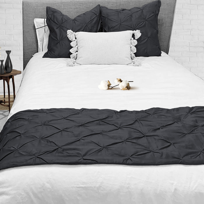 Dark Grey Pinch Bed Runner