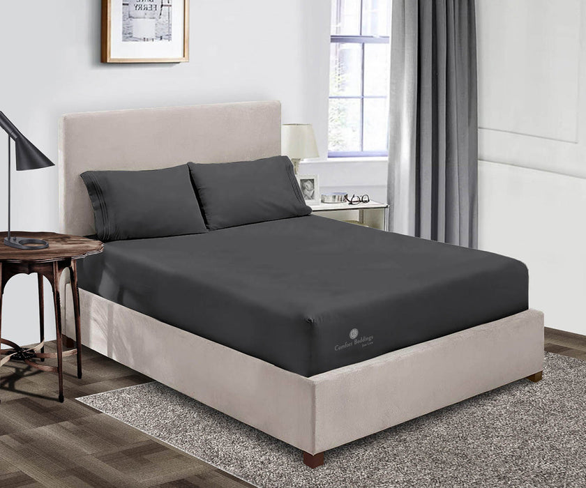 600 TC Dark Grey Fitted Sheet