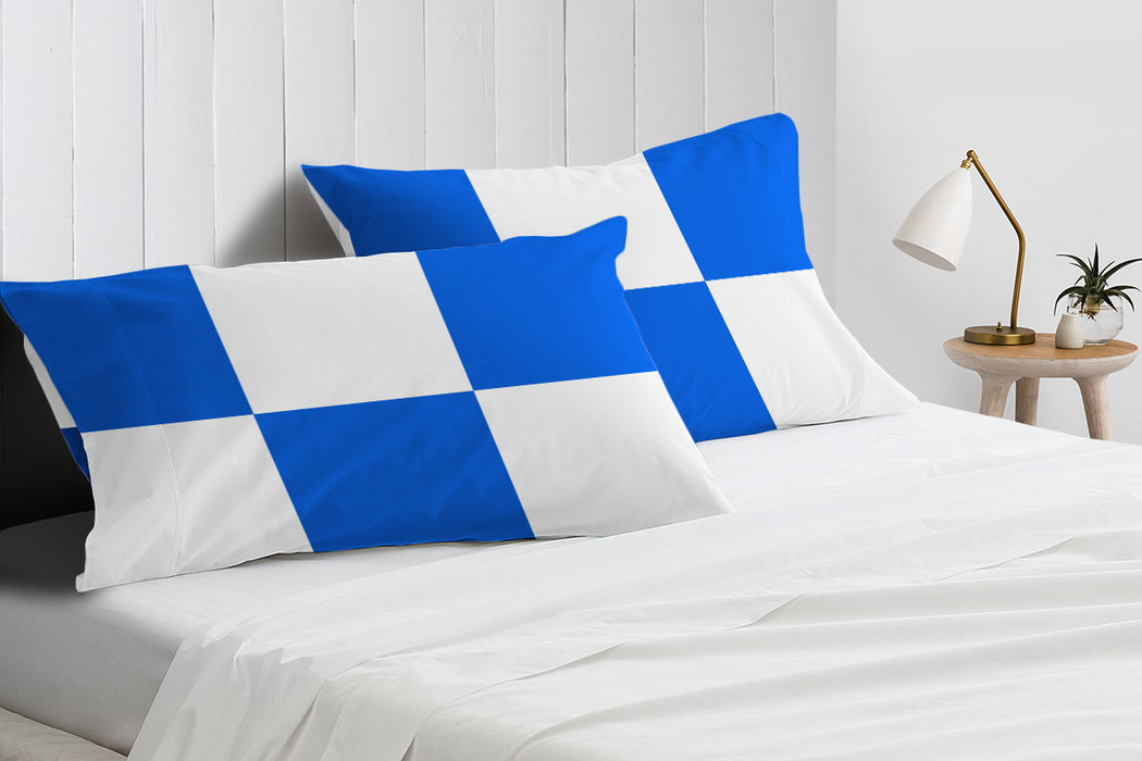 Royal Blue with White Chex Pillow Covers