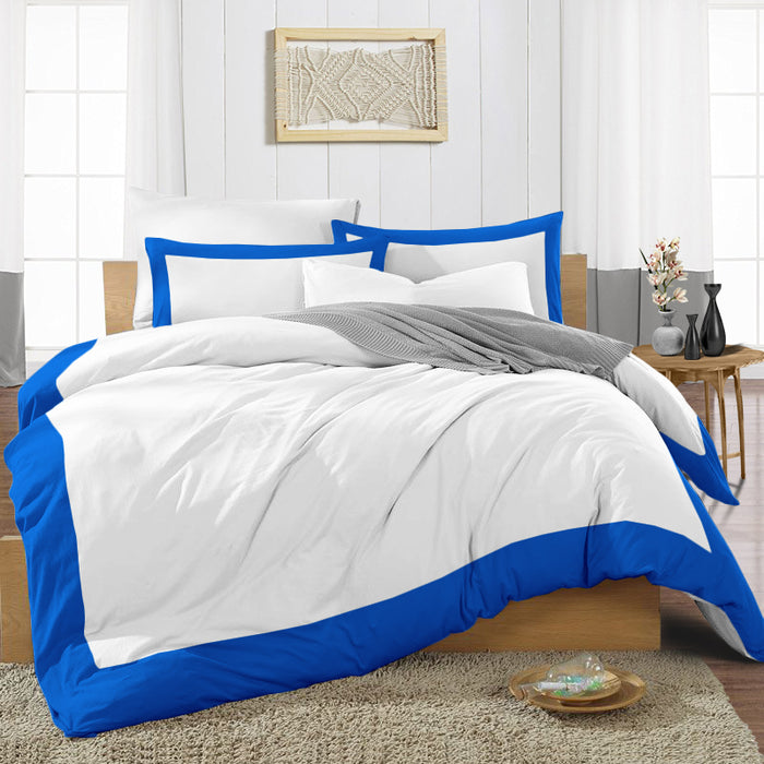 Royal Blue with White Two Tone Duvet Cover