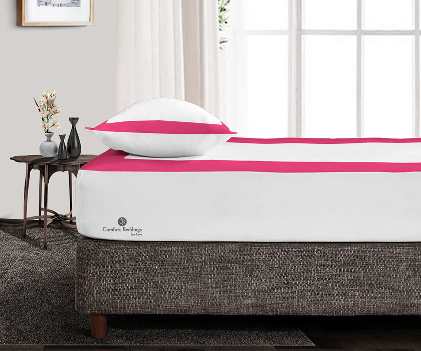Hot Pink two tone Fitted Bed Sheet