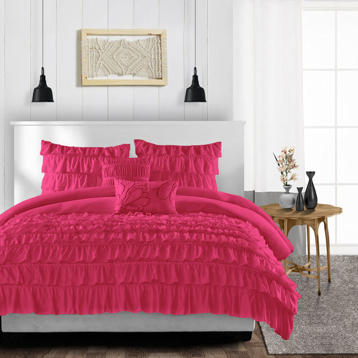 Hot Pink Multi Ruffled Duvet Cover