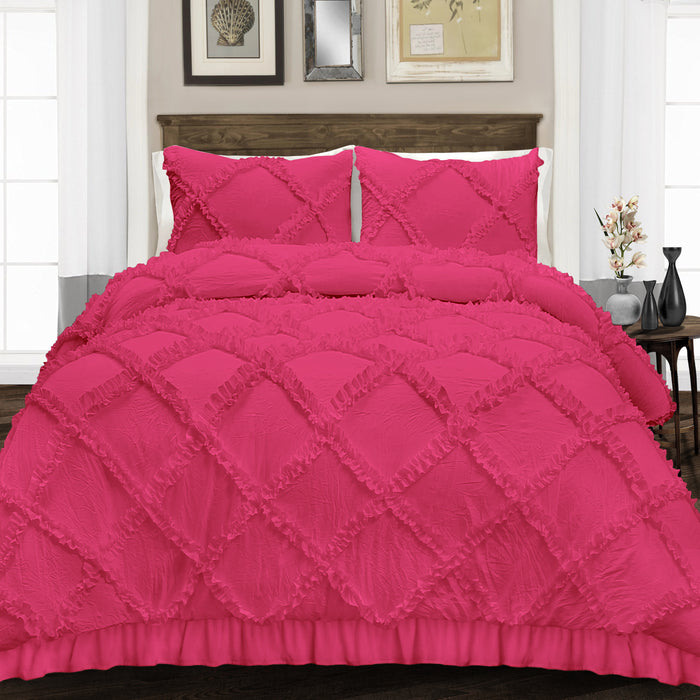 Hot Pink Diamond Ruffled Duvet Cover