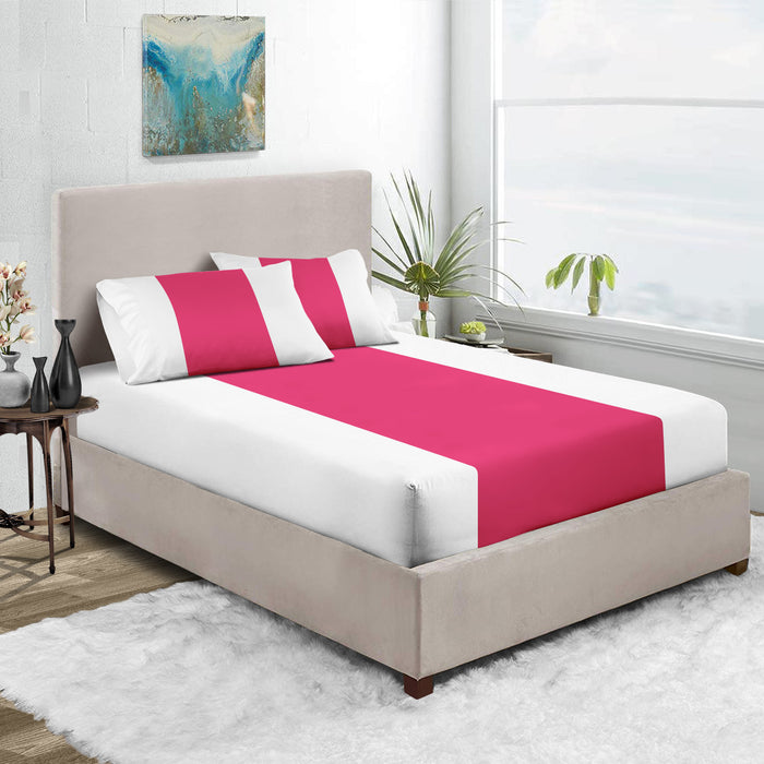 Hot Pink with White Contrast Fitted Bed Sheet