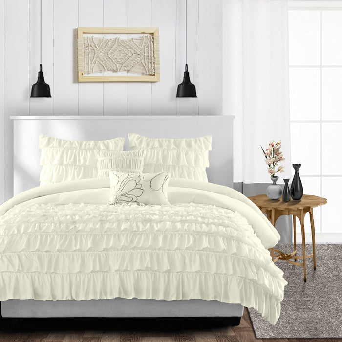 Ivory Multi Ruffled Duvet Cover