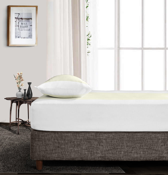 Ivory with White Contrast Fitted Bed Sheet