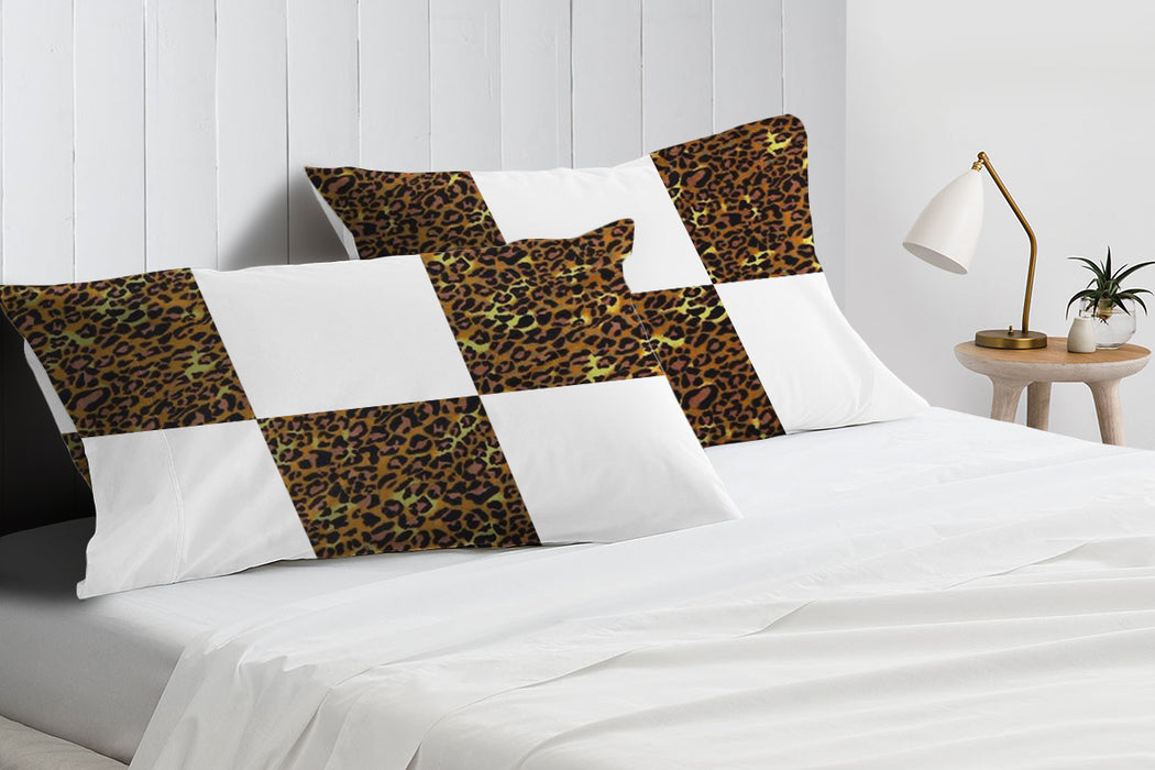 Leopard Print with White Chex Pillow Covers
