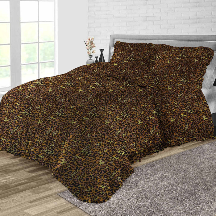 Leopard Print Trimmed Ruffled Duvet Cover