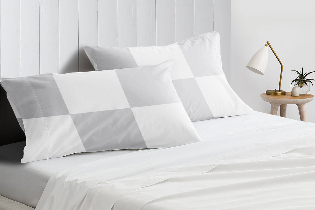 Light Grey with White Chex Pillow Covers