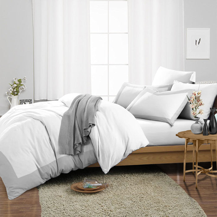 Light Grey with White Two Tone Duvet Cover