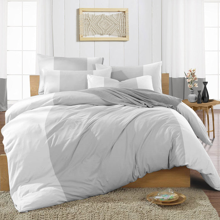 Light Grey Contrast Colour Bar Duvet Cover